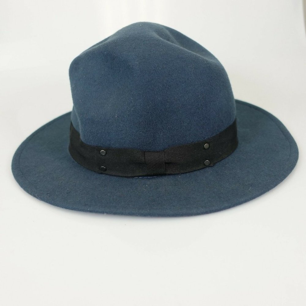 C.C Women's 100% Wool Navy Blue‎ Fedora Hat OS Classic Suede Genuine Felted Fur